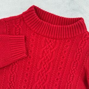 Pendleton Red Cable Knit Mock Neck Sweater Women's Lambswool‎ Blend Size S